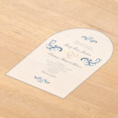 Dusty Blue Rococo Classic Wedding Acryl Uitnodigingen (Laagn)