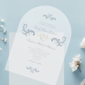 Dusty Blue Rococo Classic Wedding Acryl Uitnodigingen