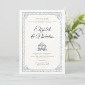 Dusty Blue Rococo Garden Invitation de mariage (Debout devant)