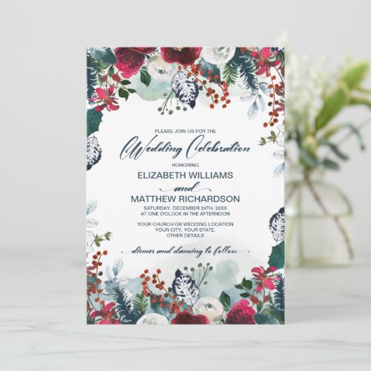 Dusty Blue | Rode bruidebruidebruidebruidebruidebr Kaart (Staand voorkant)