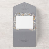 Dusty Blue  Romantic Wildflower Dinner All In One Uitnodiging (Buitenkant)