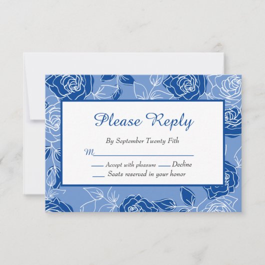 Dusty Blue Roos Elegant White Rose Floral Wedding (Voorkant)