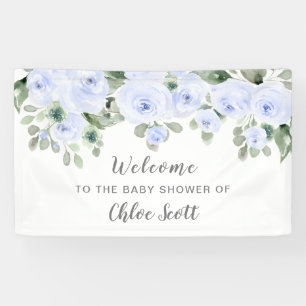 Dusty Blue Roos Floral Baby shower Welcome Spandoek