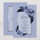 Dusty Blue Roos Floral Bridal Brunch Kaart (Voorkant / Achterkant)