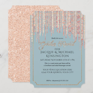 Dusty Blue Roos Gold Glitter Fringe Gender onthull Kaart