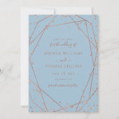 Dusty Blue Roos Gold Glitter Geometrische bruiloft Save The Date (Voorkant)