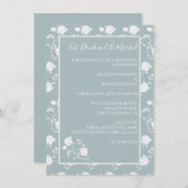Dusty Blue Roos Rehearings Dinner Invitation Kaart (Voorkant / Achterkant)
