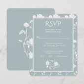 Dusty Blue Roos Wedding RSVP Kaart (Voorkant / Achterkant)