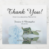 Dusty Blue Roos Wedding Sparkling Wijnetiket (Enkel label)