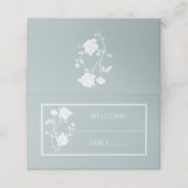 Dusty Blue Rose Reception Place Card (Buitenkant ongevouwen)