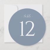Dusty Blue Round Wedding Table Number Kaart (Voorkant)