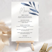 Dusty Blue Rozen Bloemen Boho Bruiloft Menu