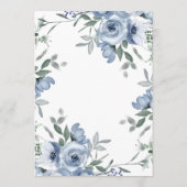 Dusty Blue Rozen Bloemen Boho Bruiloft Menu (Achterkant)