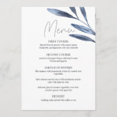 Dusty Blue Rozen Bloemen Boho Bruiloft Menu (Voorkant)