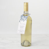 Dusty Blue Rozen bloemenscript bruiloft dank u Flessenhanger (Schuin)