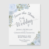 Dusty Blue Rozen Calligraphy Save the Date Magnet (Voorkant)