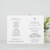 Dusty Blue Rozen DIY Vouw Katholiek Trouwprogramma (Staand voorkant)