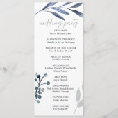 Dusty Blue Rozen Flowers Eenvoudig trouwprogramma Programma (Achterkant)