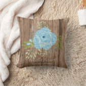 Dusty Blue Rozen New Weds We3dding Gift Personal Kussen (Deken)