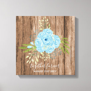 Dusty Blue Rozen Passen getrouwd Weddenschap Gift Canvas Afdruk