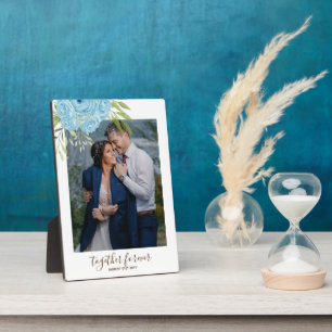 Dusty Blue Rozen Passen getrouwd Weddenschap Gift  Fotoplaat