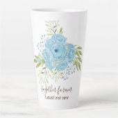 Dusty Blue Rozen Passen getrouwd Weddenschap Gift  Latte Mok (Voorkant)