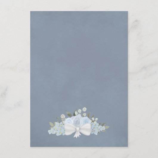 Dusty Blue Rozen rustieke Boho chique bruiloft Det Informatiekaartje (Achterkant)