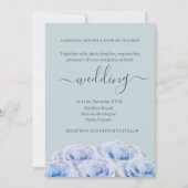 Dusty Blue Rozen Sage Gray Elegant Floral Wedding Kaart (Voorkant)