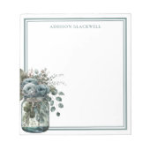 Dusty Blue Rozen Specialized Waterverf Mason Jar Notitieblok (Voorkant)