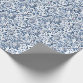 Dusty Blue Rozen Toile Pattern Cadeaupapier (Hoek)