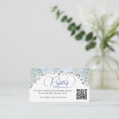 Dusty Blue Rozen Vrijgezellenfeest Registry QR-cod Informatiekaartje (Staand voorkant)
