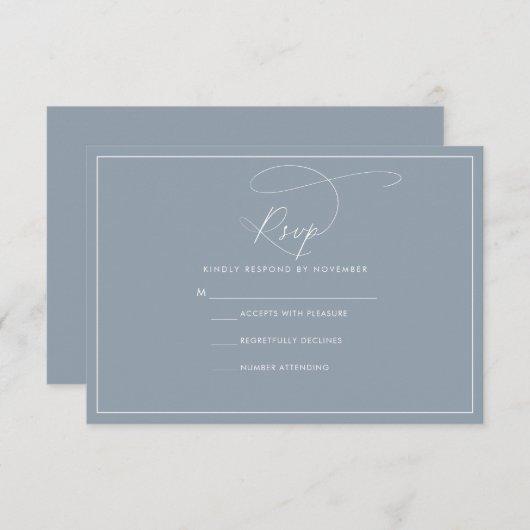 Dusty Blue RSVP CArd (Devant / Derrière)