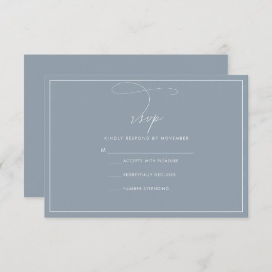 Dusty Blue RSVP CArd (Devant / Derrière)