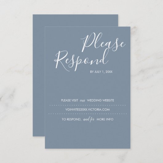 Dusty Blue RSVP Card, site Mariage (Devant / Derrière)