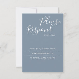Dusty Blue RSVP-kaart, bruiloft website RSVP Kaartje