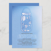 Dusty Blue Rustic Beach Invitations de mariage (Devant / Derrière)