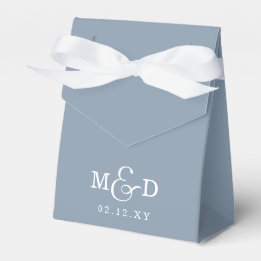 Dusty Blue Rustic Boho Modern Monogram Wedding Bedankdoosjes