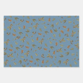 Dusty Blue Rustic Brown Leaves Inpakpapier Vel (Voorkant 3)