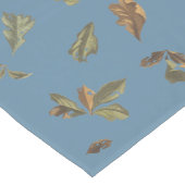 Dusty Blue Rustic Brown Leaves Korte Tafelloper (Hoek)