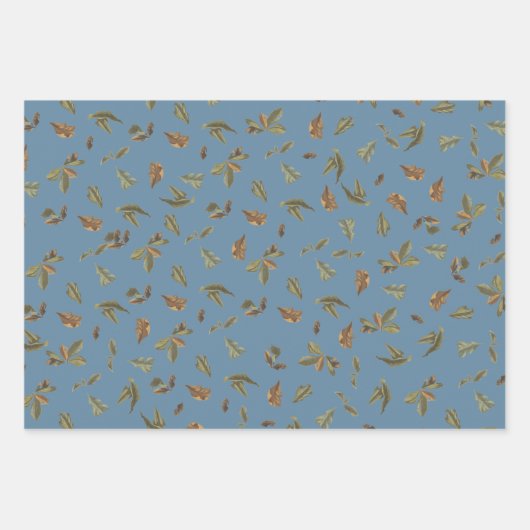 Dusty Blue Rustic Feuilles Brown (Devant)