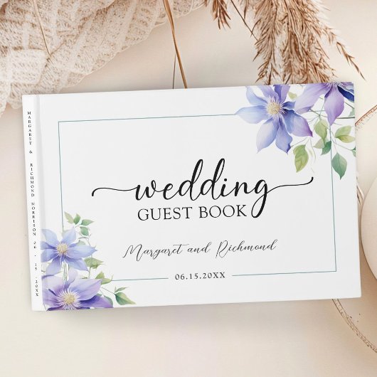Dusty Blue Rustic Floral Mariage Livre d'or