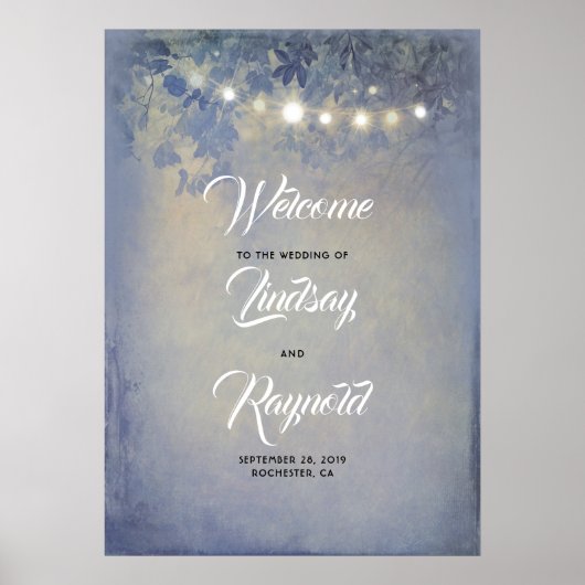 Dusty Blue Rustic Garden Affiche de bienvenue de m (Devant)