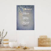 Dusty Blue Rustic Garden Affiche de bienvenue de m (Cuisine)