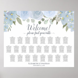 Dusty Blue Rustic Rozen 25 Tabel Zitkuur Poster