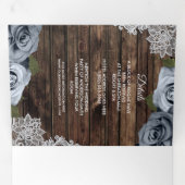 Dusty Blue Rustic Wood Trifold Wedding Programme (Intérieur en premier)