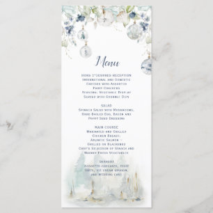 Dusty Blue Sage Green Bloemen Sneeuw Wereldbol Orn Menu