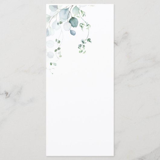 Dusty Blue Sage Green Eucalyptus Botanical Weddens Menu (Achterkant)