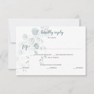 Dusty Blue & Sage Green Eucalyptus Meal Selection RSVP Kaartje