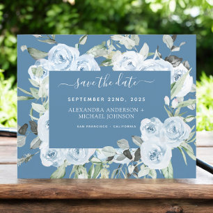Dusty Blue Sage Green Greenery Save the Date