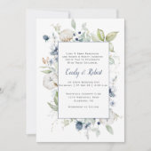 Dusty Blue Sage Groen Grijs Bloemen Lijst Bruiloft Kaart (Voorkant)